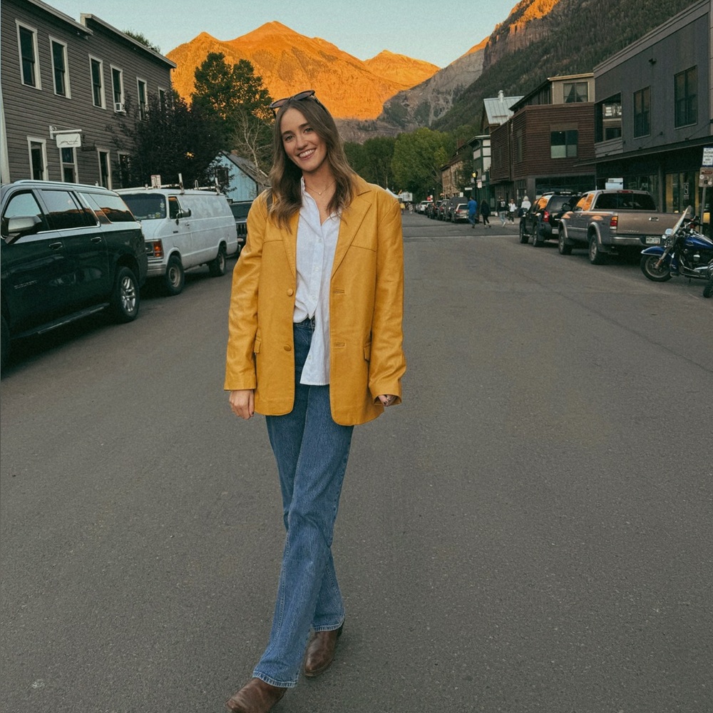 Women's Yellow Leather Jacket